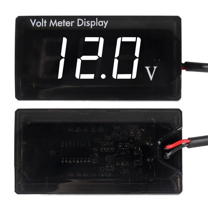 XIITIA DC 12V Car Digital Voltmeter LED Display DC 5-28V Voltage Volt Meter Waterproof Gauge for Car Motorcycle (White) - Image 3